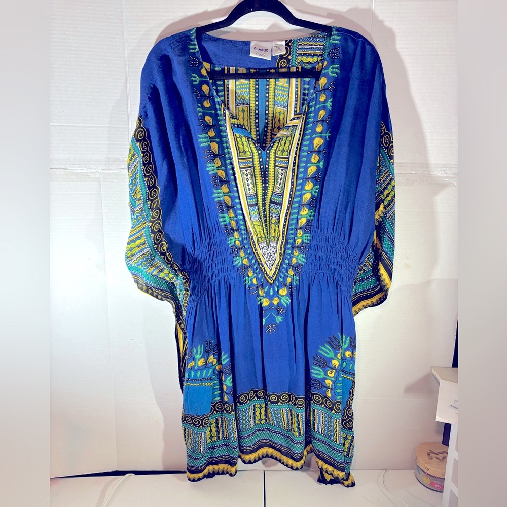 La Cera women’s cover up beach one size Bright color tunic boho cottagecore Boho